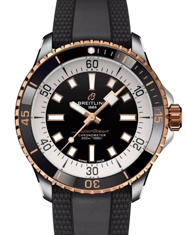 Breitling Superocean Automatic 42 Steel/Red Gold Black Dial Rubber Strap U17375211B1S1