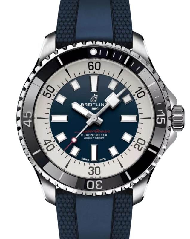 Breitling Superocean Automatic 44 Steel Blue Dial Rubber Strap A17376211C1S1