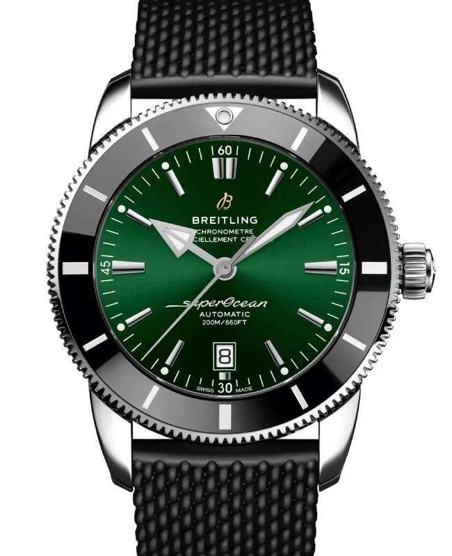 Breitling Superocean Heritage B20 Automatic 46 Stainless Steel Green Dial Rubber Strap AB2020121L1S1