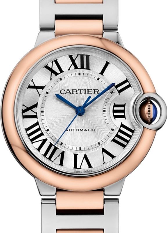 Cartier Ballon Bleu de Cartier Men's Watch Automatic Stainless Steel Rose Gold 36mm Silver Dial Stainless Steel Rose Gold Bracelet W2BB0003 - BRAND NEW