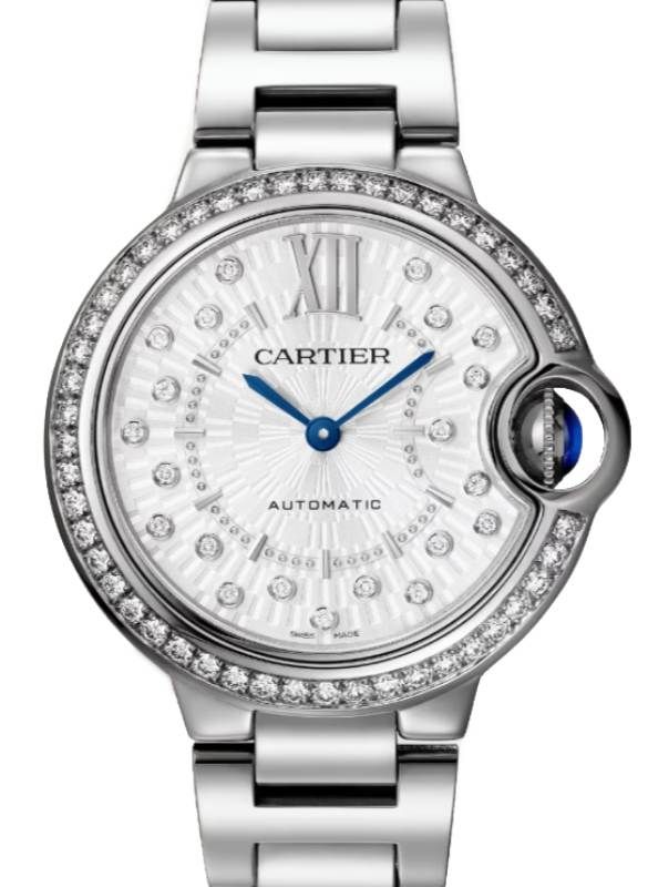 Cartier Ballon Bleu de Cartier Steel Diamond Bezel 33mm Silver Dial W4BB0035 - BRAND NEW