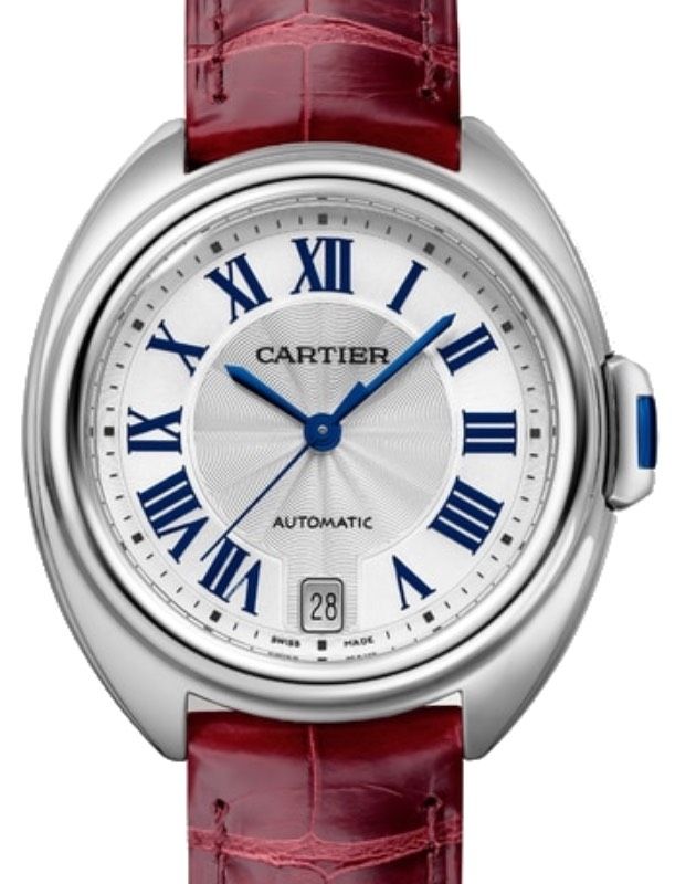 Cartier Cle de Cartier Women's Watch Automatic Stainless Steel 35mm Silver Dial Alligator Leather Strap WSCL0017 - BRAND NEW