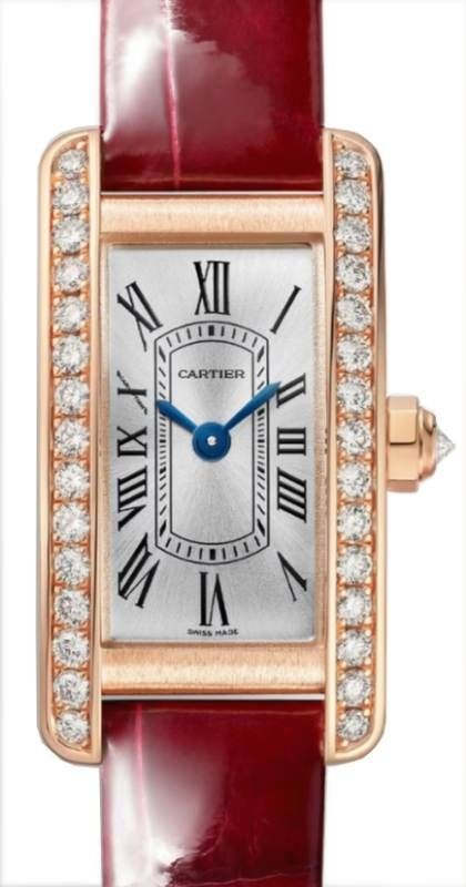 Cartier Tank Am?ricaine Mini Quartz Rose Gold/Diamonds Silver Dial Leather Strap WJTA0041 - BRAND NEW