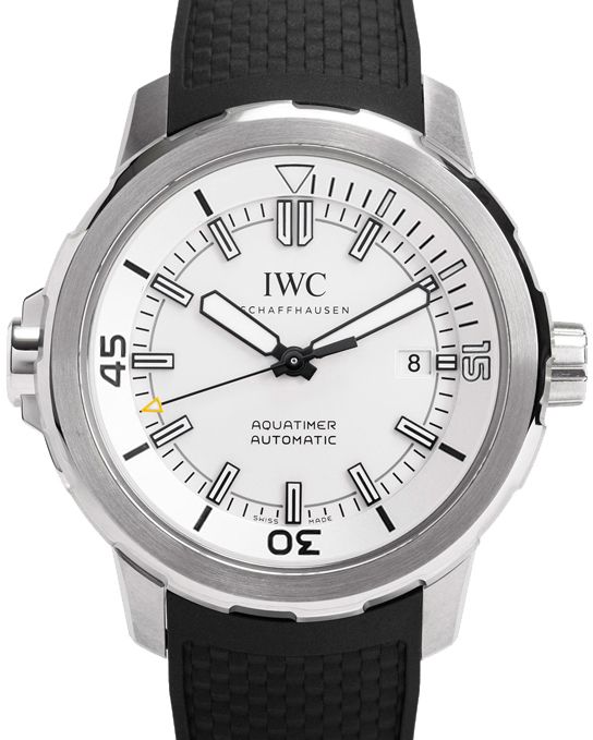 IWC Schaffhausen IW329003 Aquatimer Automatic Silver Plated Index Stainless Steel Black Rubber 42mm Automatic