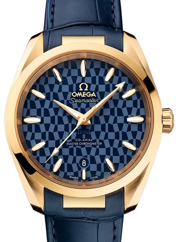 Omega Seamaster Aqua Terra 150M Co-Axial Master Chronometer Ladies 38mm Yellow Gold Blue Dial Alligator Leather Strap 522.53.38.20.03.001 - BRAND NEW