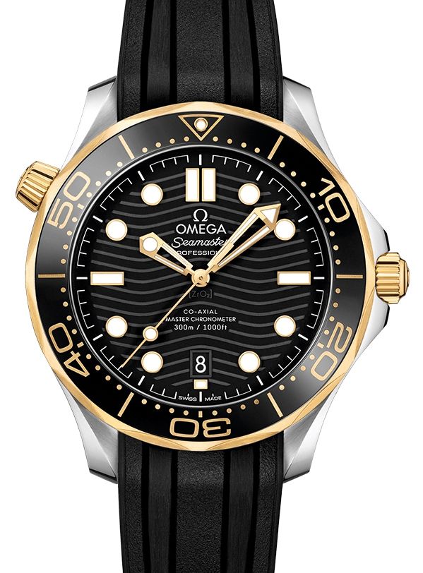 Omega Seamaster Diver 300M 42mm Steel/Yellow Gold Black Dial Rubber Strap 210.22.42.20.01.001
