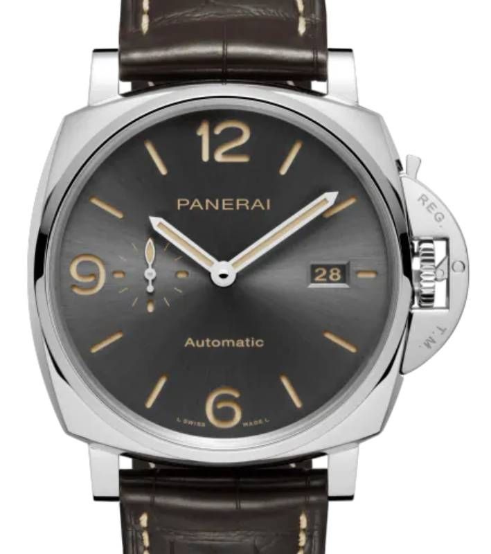 Panerai Luminor Due Stainless Steel 45mm Grey Dial Alligator Leather Strap PAM00943 - BRAND NEW