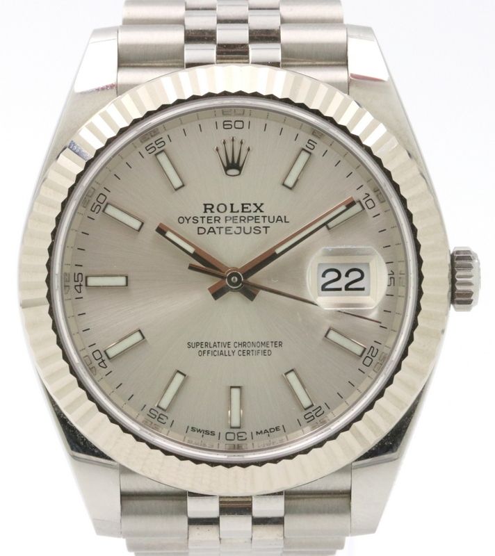 Rolex Datejust 41 White Gold/Steel Silver Index Dial Fluted Bezel Jubilee Bracelet 126334 - PRE-OWNED 
