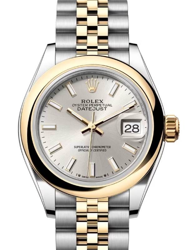 Rolex Lady Datejust 28 Yellow Gold/Steel Silver Index Dial & Smooth Domed Bezel Jubilee Bracelet 279163 - BRAND NEW