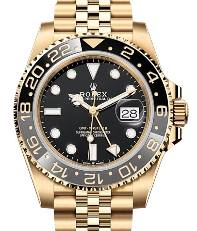 Rolex GMT-Master II Yellow Gold Black Dial Jubilee Bracelet 126718GRNR - BRAND NEW