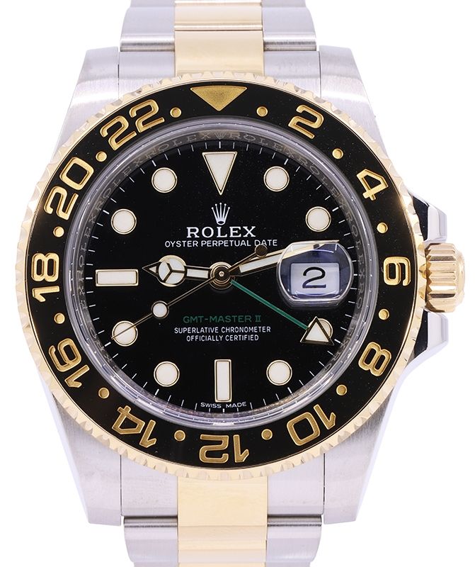 Rolex GMT-Master II Yellow Gold/Steel Black Dial Ceramic Bezel Oyster Bracelet 116713LN - PRE-OWNED
