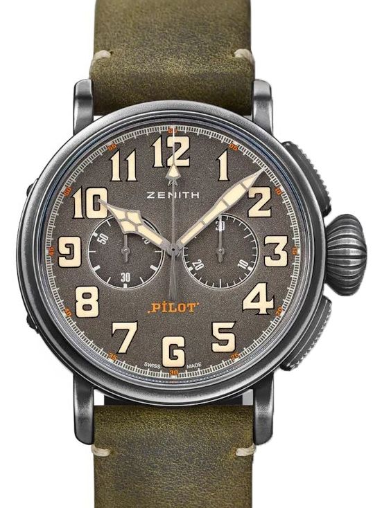 Zenith Pilot Type 20 Chronograph Ton-Up Stainless Steel Grey Arabic Dial & Leather Strap 11.2430.4069/21.C773 - BRAND NEW