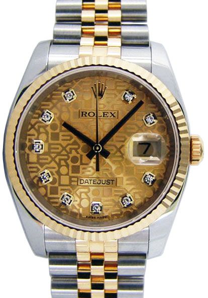 Rolex Datejust 36 116233 GLJDFJ Champagne Jubilee Dial Diamond Fluted Yellow Gold Stainless Steel Jubilee BRAND NEW