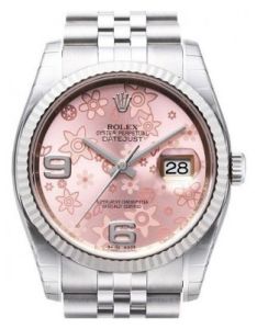 Rolex Datejust 36 116234-PNKFFJ Pink Floral Arabic Fluted White Gold Stainless Steel Jubilee - BRAND NEW