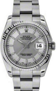 Rolex Datejust 36 116234-STSSFO Steel and Silver Index Fluted White Gold Stainless Steel Oyster