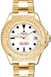 Rolex Yacht-Master 35 168628-WHT White Black Dial Yellow Gold Bezel Yellow Gold Oyster - BRAND NEW