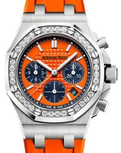 Audemars Piguet Royal Oak Offshore Selfwinding Chronograph Stainless Steel 37mm Orange Dial Diamond Bezel Rubber Strap 26231ST.ZZ.D070CA.01 - BRAND NEW