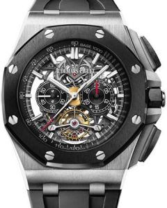 Audemars Piguet Royal Oak Offshore Tourbillon Chronograph Openworked 26348IO.OO.A002CA.01 Skeleton Index Ceramic Titanium Rubber 44mm Hand-Wound - BRAND NEW