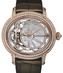 Audemars Piguet 26354OR.ZZ.D812CR.01 Millenary Tourbillon 45mm White Mother of Pearl Diamond Paved Rose Gold Leather BRAND NEW