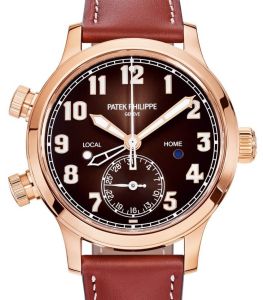 Patek Philippe Complications Calatrava Pilot Travel Time Rose Gold Brown Dial 7234R-001