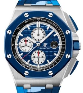 Audemars Piguet Royal Oak Offshore Chronograph Stainless Steel Blue Camo Index Dial & Ceramic Bezel Rubber Bracelet 26400SO.OO.A335CA.01 