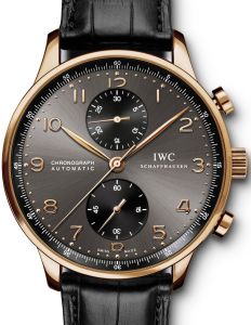 IWC Schaffhausen IW371482 Portugieser Chronograph Ardoise Arabic Red Gold Black Leather 40.9mm Automatic