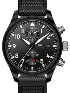 IWC Schaffhausen IW389001 Pilot's Watch Chronograph Top Gun Black Arabic Ceramic Black Leather 44mm Automatic