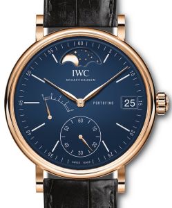 IWC Portofino Hand-Wound Moon Phase Edition ?150 Years? IW516407 Blue Index Red Gold Leather 45mm - BRAND NEW