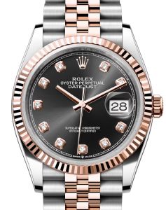 Rolex Datejust 36 Rose Gold/Steel Black Diamond Dial & Fluted Bezel Jubilee Bracelet 126231 - BRAND NEW