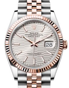 Rolex Datejust 36 Rose Gold/Steel Silver Fluted Motif Dial Fluted Bezel Jubilee Bracelet 126231 - BRAND NEW