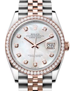 Rolex Datejust 36 Rose Gold/Steel White Mother of Pearl Diamond Dial & Diamond Bezel Jubilee Bracelet 126281RBR - BRAND NEW