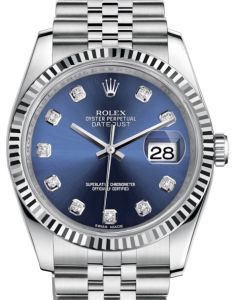 Rolex Datejust 36 White Gold/Steel Blue Diamond Dial & Fluted Bezel Jubilee Bracelet 116234