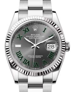 Rolex Datejust 36 White Gold/Steel Slate "Wimbledon" Roman Dial & Fluted Bezel Oyster Bracelet 126234 - BRAND NEW