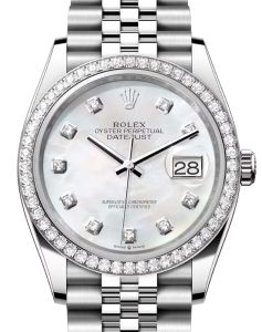 Rolex Datejust 36 White Gold/Steel White Mother of Pearl Diamond Dial & Diamond Bezel Jubilee Bracelet 126284RBR - BRAND NEW