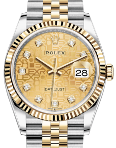 Rolex Datejust 36 Yellow Gold/Steel Champagne Jubilee Diamond Dial & Fluted Bezel Jubilee Bracelet 126233 - BRAND NEW