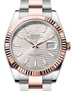 Rolex Datejust 41 Rose Gold/Steel Silver Fluted Motif Index Dial Fluted Bezel Oyster Bracelet 126331 - BRAND NEW