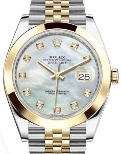 Rolex Datejust 41 Yellow Gold/Steel White Mother of Pearl Diamond Dial Smooth Bezel Jubilee Bracelet 126303 - BRAND NEW