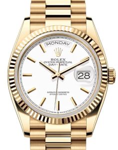 Rolex Day-Date 36 President Yellow Gold White Index Dial 128238 - BRAND NEW