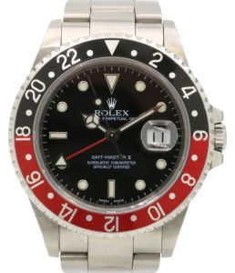 Rolex GMT-Master II Stainless Steel 40mm "Coke" Black/Red Aluminum Bezel Holes Case SEL Oyster Bracelet 16710 - PRE-OWNED 2000-03