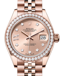 Rolex Lady Datejust 28 Rose Gold Rose Diamond IX Dial & Diamond Bezel Jubilee Bracelet 279135RBR - BRAND NEW