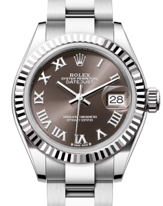 Rolex Lady Datejust 28 White Gold/Steel Dark Grey Roman Dial & Fluted Bezel Oyster Bracelet 279174 - BRAND NEW