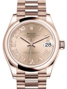 Rolex Lady-Datejust 31 Rose Gold Rose Roman Dial & Smooth Domed Bezel President Bracelet 278245 - BRAND NEW