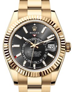 Rolex Sky-Dweller Yellow Gold Bright Black Index Dial Oyster Bracelet 336938 - BRAND NEW