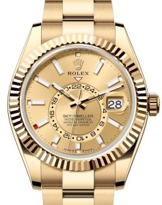 Rolex Sky-Dweller Yellow Gold Champagne Index Dial Oyster Bracelet 336938 - BRAND NEW