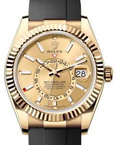 Rolex Sky-Dweller Yellow Gold Champagne Index Dial Oysterflex Rubber Strap 336238 - BRAND NEW