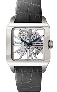 Cartier Santos-Dumont Extra-Large Model White Gold Skeleton Leather Strap W2020033