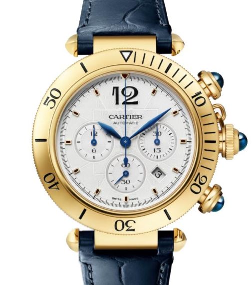 Cartier Pasha De Cartier Chronograph Yellow Gold 41mm Silver Dial WGPA0017